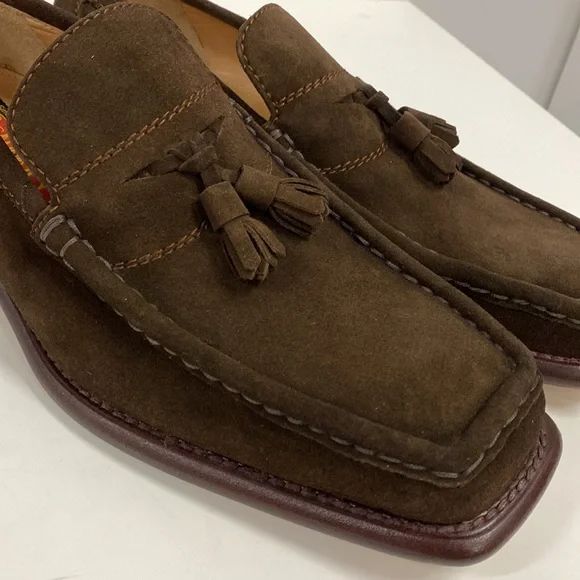 Caporicci calf, leather suede, vintage loafers never been worn, still in box.